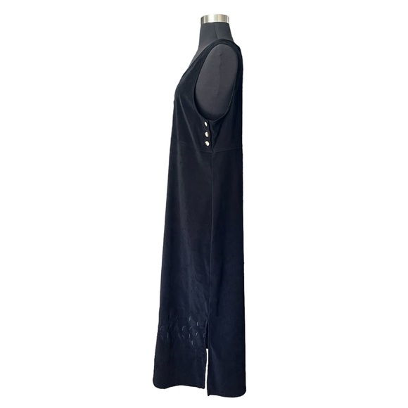 Vintage Dresses & Skirts - Vintage black velour maxi dress sleeveless L